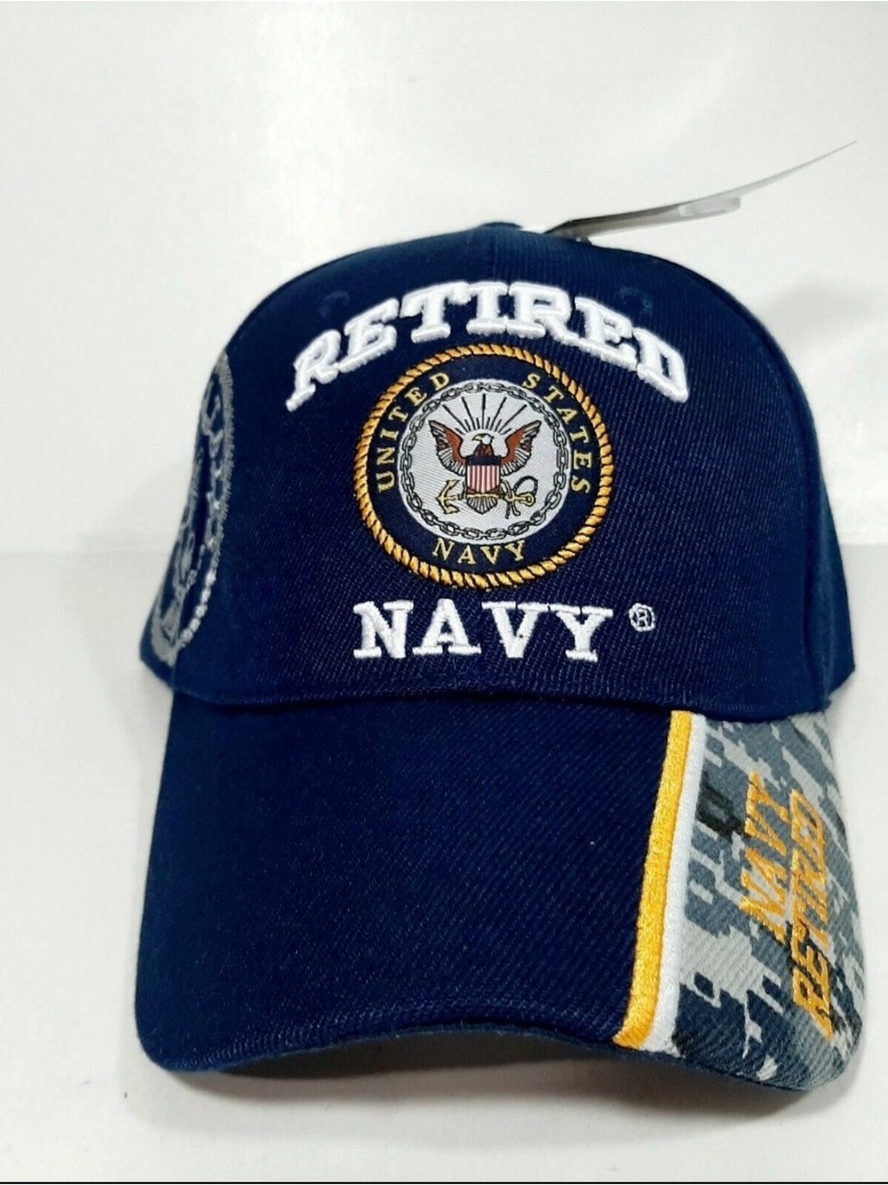 US NAVY RETIRED USN ROUND SHADOW BALL CAP HAT NAVY